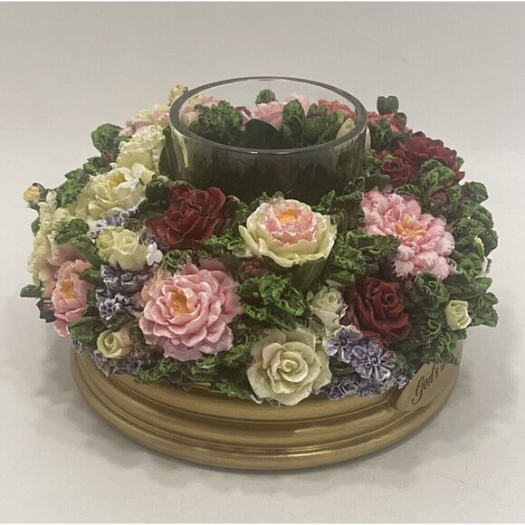 NIB 3D Floral Votive Candle Holder Resin Capodimonte Style God Religion Faith - Picture 10 of 10